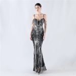 Beaded Corset Sequin Evening Dress
