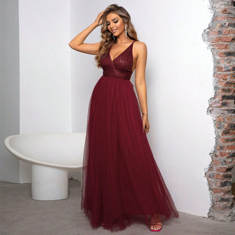 Backless Sequin Cross Strap Dress - Image 4