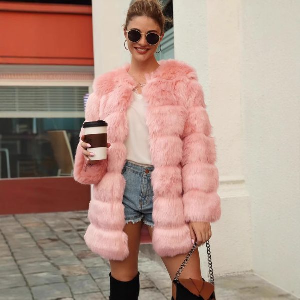 Women's Long Faux Fur Trench Coat - Image 2