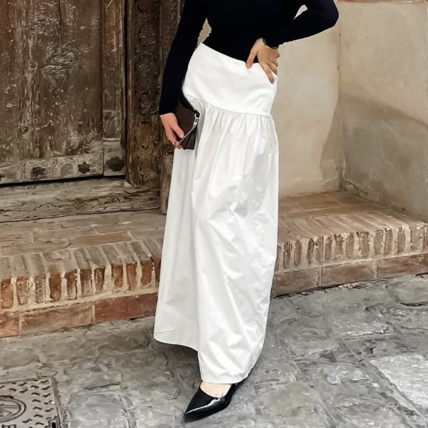 Women's Elegant High Waist Cotton Skirt - Image 2