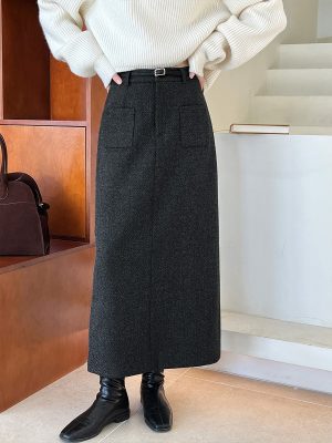 Women’s High Waist Woolen Skirt