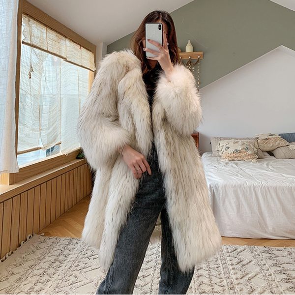 Women's Raccoon Fur Trench Coat - Image 2