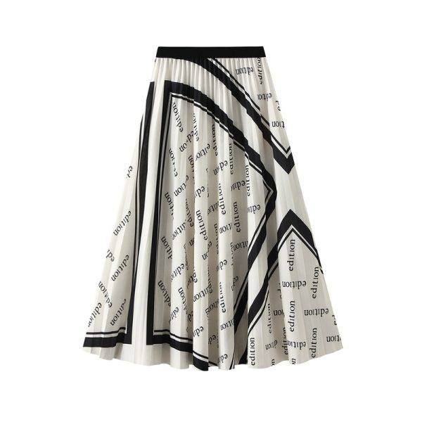 Women's Graphic Print Pleated Midi Skirt