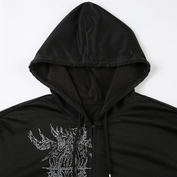 Dark Printed Zip Hoodie - Image 4