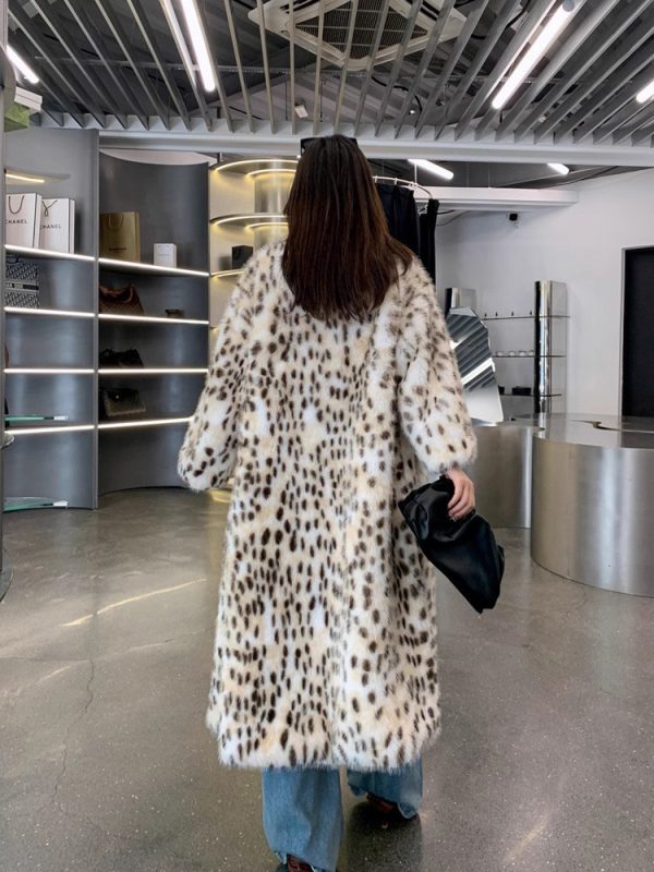 Plus Size Leopard Faux Fur Coat - Image 4