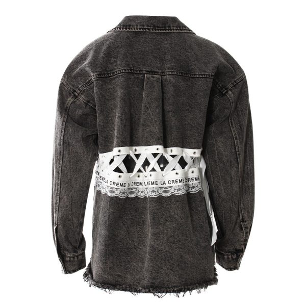 Women's Vintage Lace Denim Shacket - Image 2