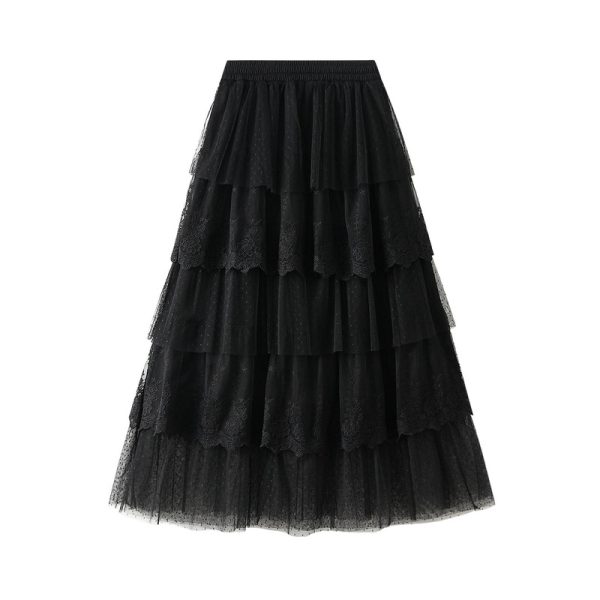 High-Waist Tiered Gauze Skirt - Image 3