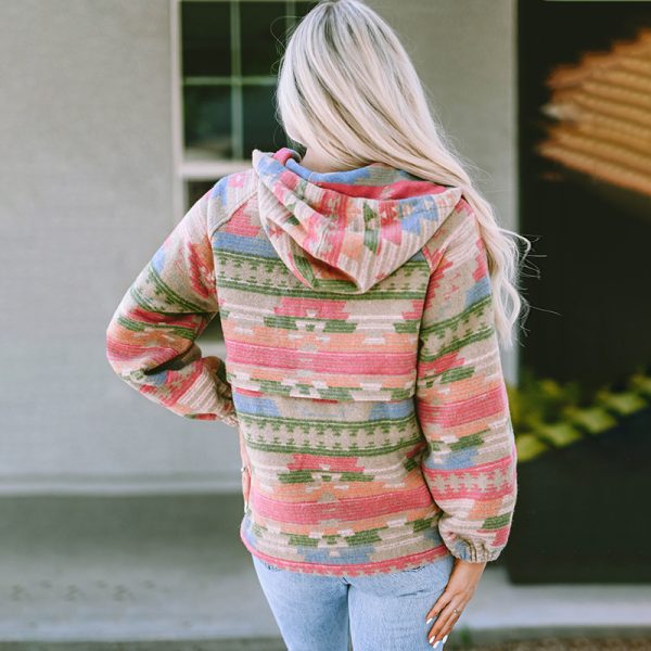 Women's Abstract Print Hoodie - Image 2