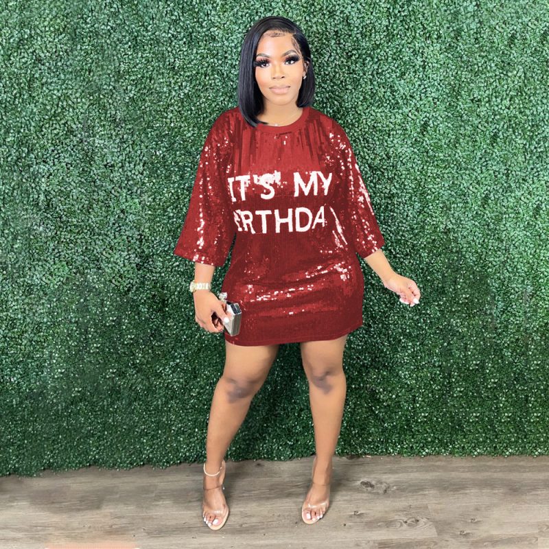 Sequin Printed Bodycon Party Dress