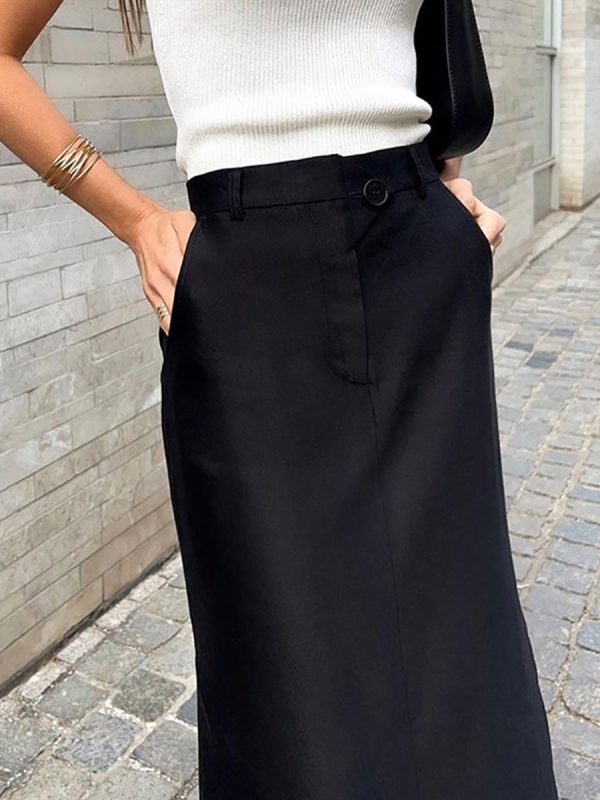 High-Waist A-Line Office Split Skirt - Image 2