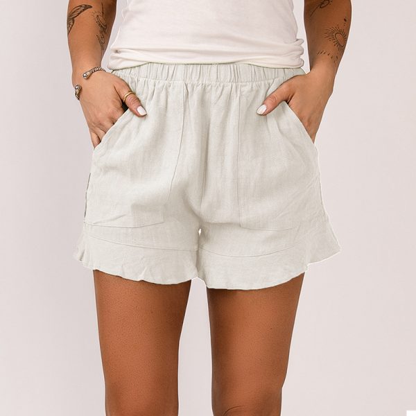 Women's Ruffled Hem Pocket Shorts