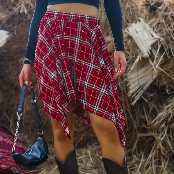 Asymmetric Plaid Punk Skirt