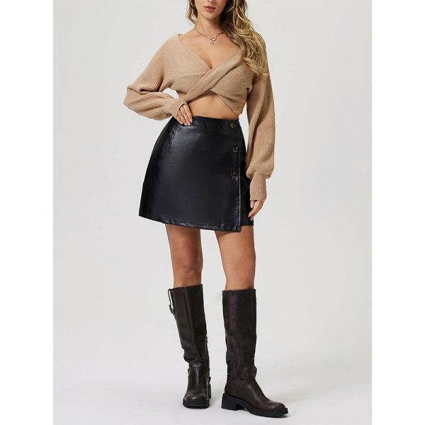 Sexy Faux Leather Sheath Skirt - Image 3