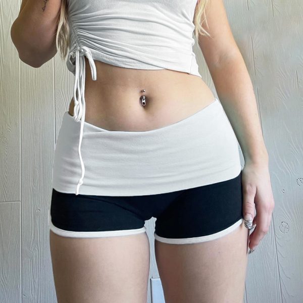 Women's Low Waist Contrast Sports Shorts - Image 2