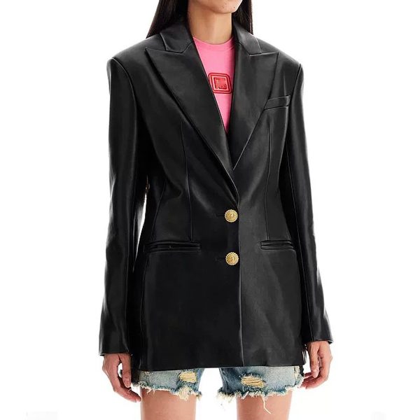 Women's Slim Fit Leather Blazer