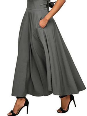 Lace-Up High Waist Maxi Skirt