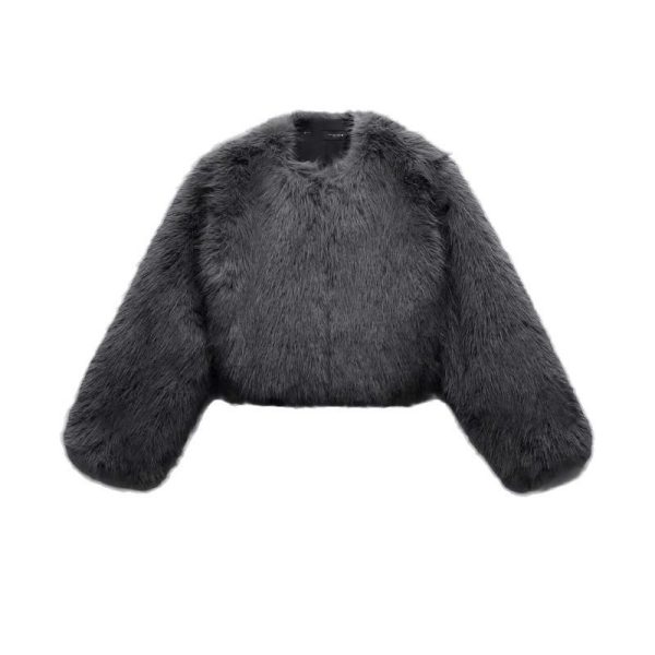 Women's High Waist Faux Fur Coat - Image 4