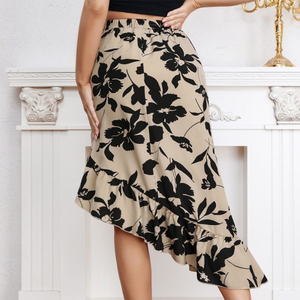 Floral Asymmetric Tiered Skirt - Image 2