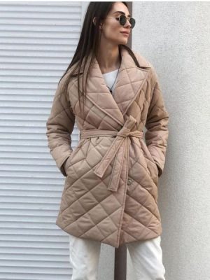 Mid-Length Rhombus Padded Coat