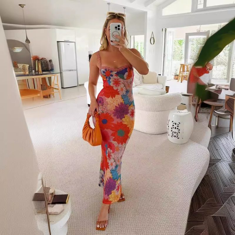 Floral Off-Shoulder Slip Dress