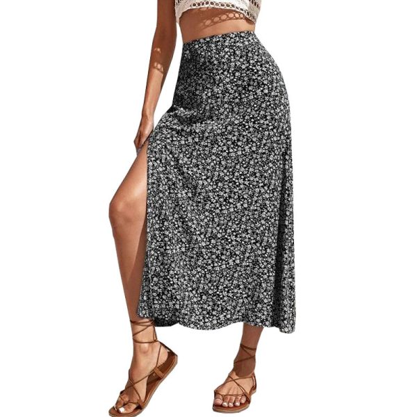 Floral Split A-Line Skirt - Image 2