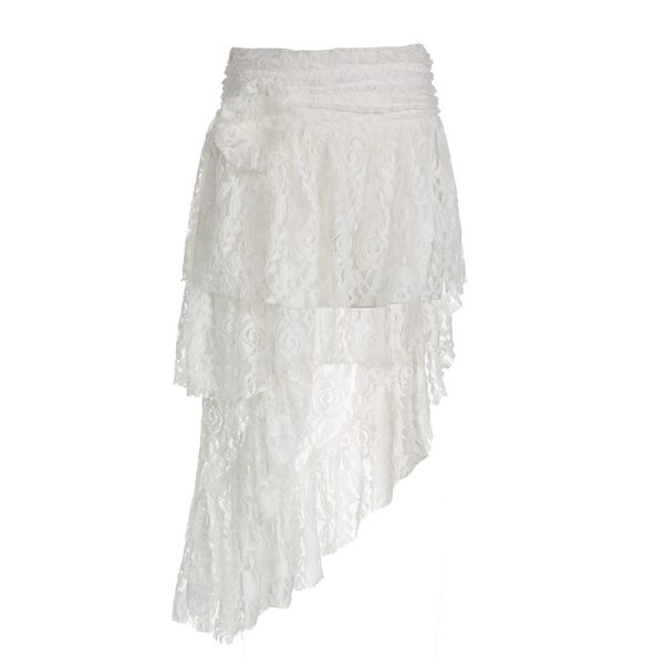 Bohemian Lace Asymmetric Rose Skirt - Image 4