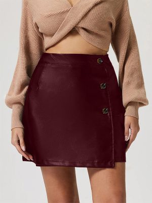 Sexy Faux Leather Sheath Skirt