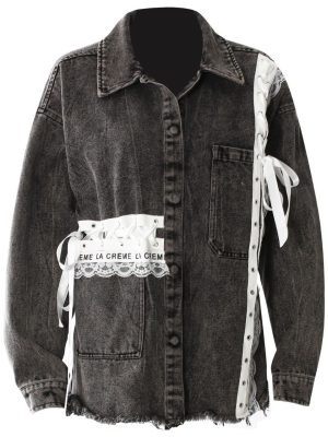 Women’s Vintage Lace Denim Shacket