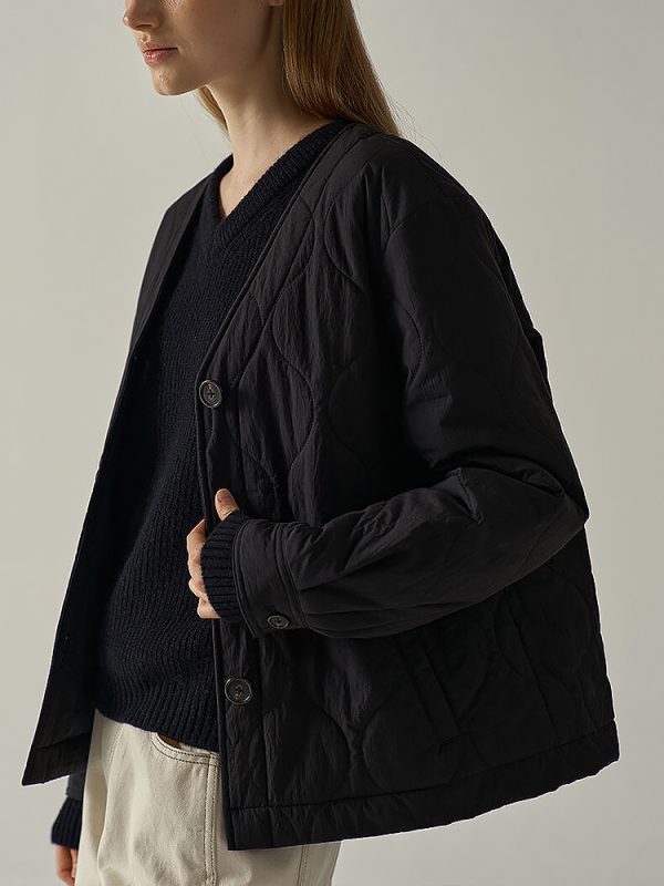 Wave Pattern Quilted Bread Coat - Image 4