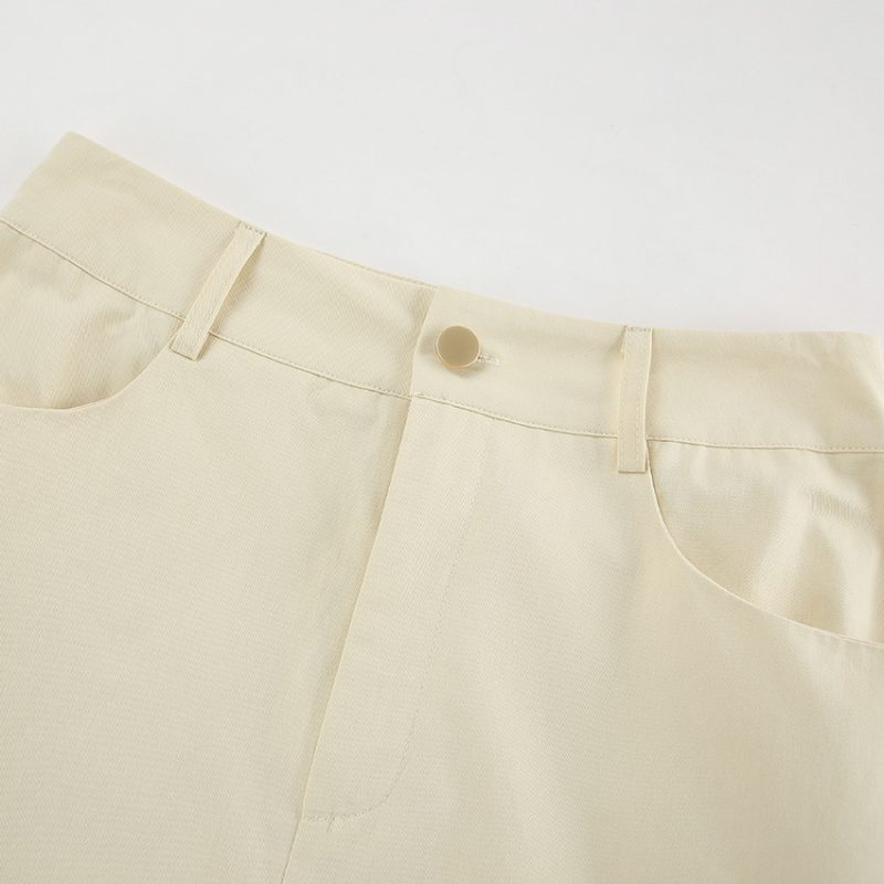Elegant High-Waist Beige Split Skirt - Image 3
