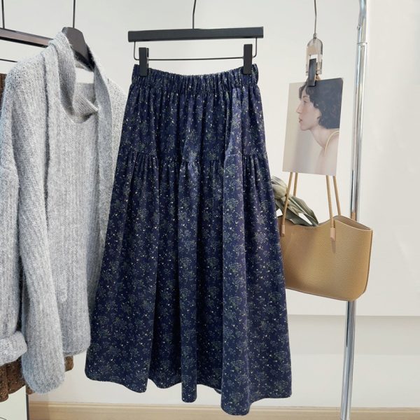 Retro High-Waist Floral Skirt