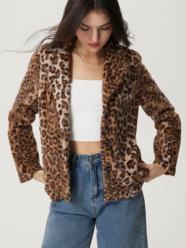 Women's Leopard Print Buckle Coat - Image 2