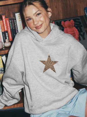 Gray Leopard Star Hoodie