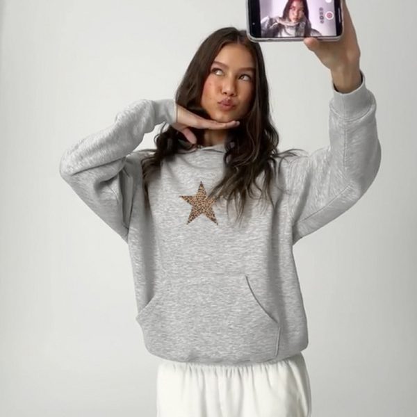 Gray Leopard Star Hoodie - Image 2