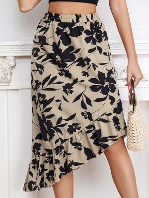 Floral Asymmetric Tiered Skirt