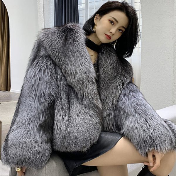 Women's Short Faux Fur Jacket - Image 2