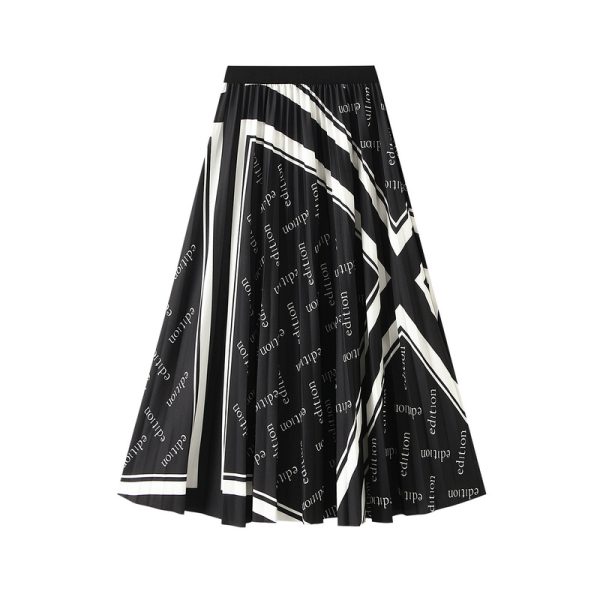 Women's Graphic Print Pleated Midi Skirt - Image 2