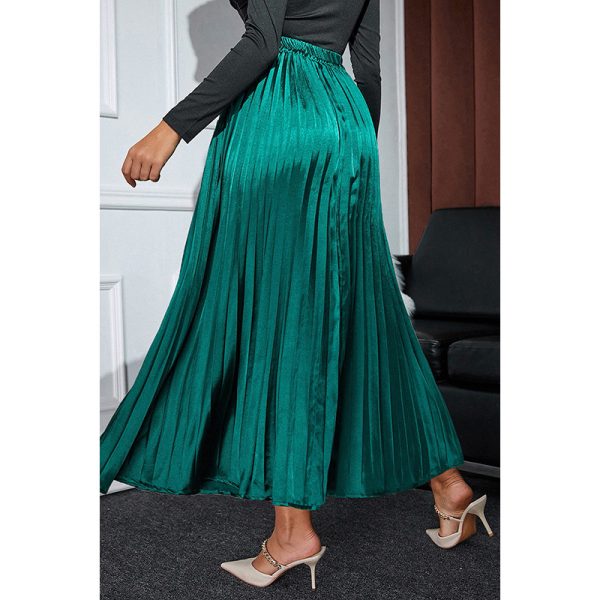 Satin Pleated High Waist Skirt - Image 4