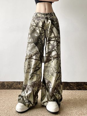 Low-Waist Camo Straight-Leg Jeans