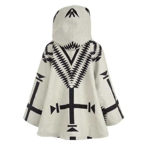 Women's Hooded Printed Woolen Coat - Image 4