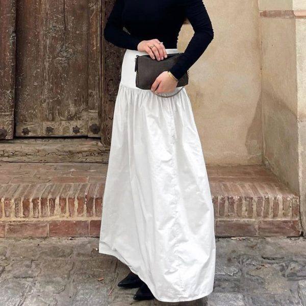 Women's Elegant High Waist Cotton Skirt - Image 3