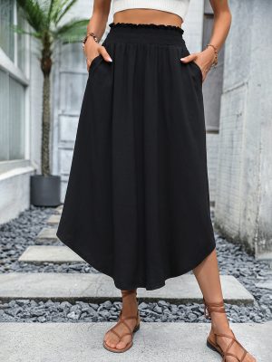 High-Waist Casual Skirt with Pockets