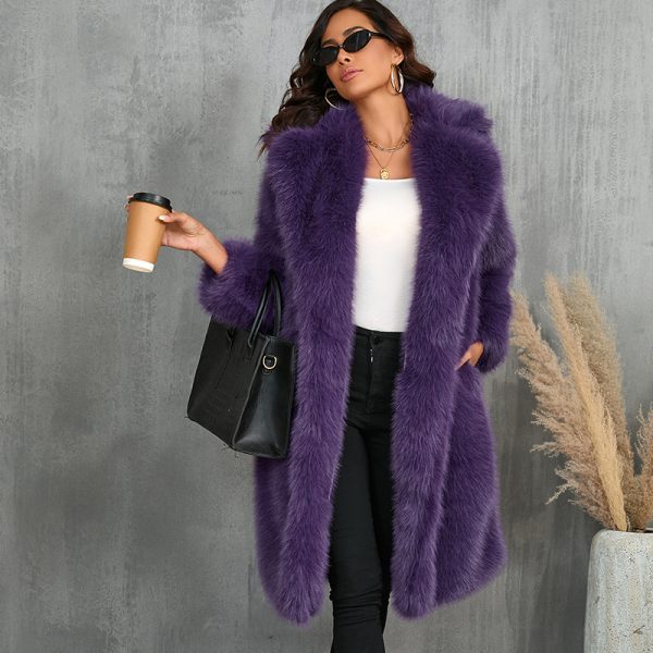 Women's Long Faux Fox Fur Coat