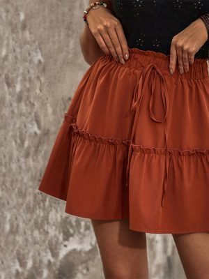 Woven Waist Belt Tiered Skirt