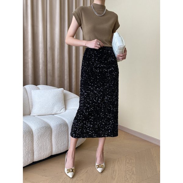 Women's Glitter Split Straight Skirt - Image 2