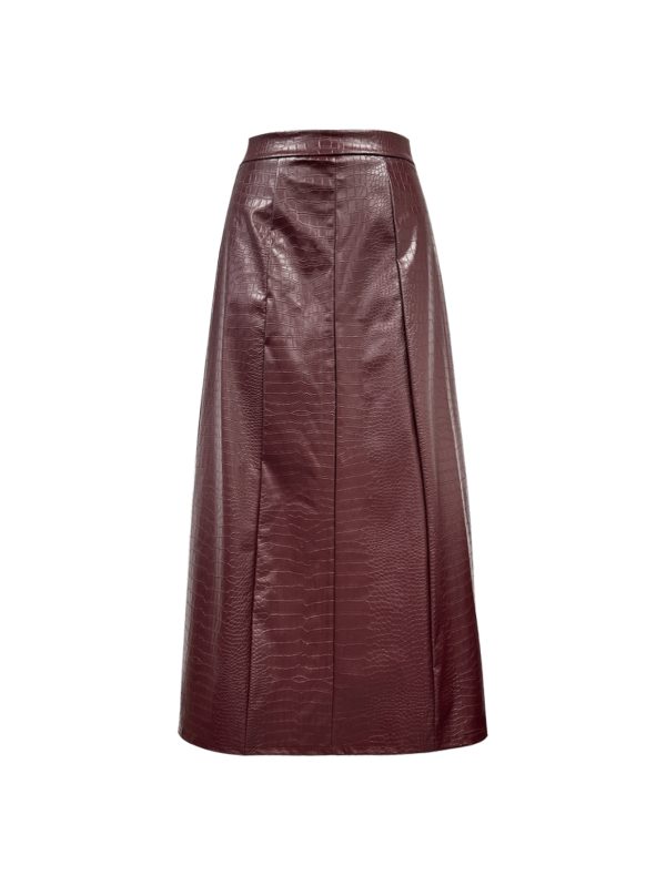 Autumn Winter A-Line Faux Leather Skirt - Image 4