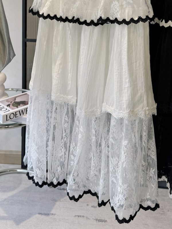 White Lace Tiered A-Line Skirt - Image 4