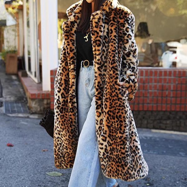 Women's Leopard Faux Fur Coat