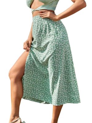 Floral Split A-Line Skirt