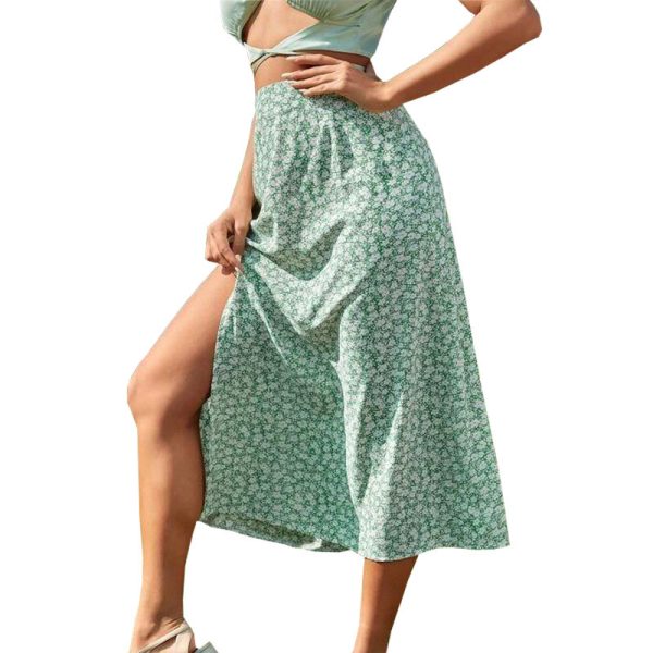 Floral Split A-Line Skirt